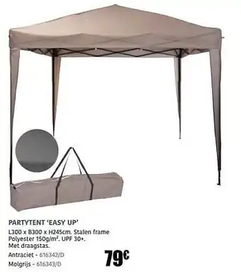 Partytent easy up antraciet