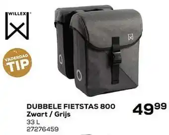 Dubbele fietstas 800 zwart - grijs