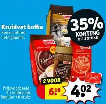 Kruidvat Koffiepads regular aanbieding