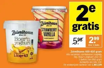 Albert Heijn Zuivelhoeve boer`n yoghurt licor 43 aanbieding