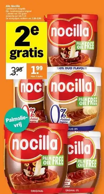 Albert Heijn Nocilla hazelnootpasta original aanbieding