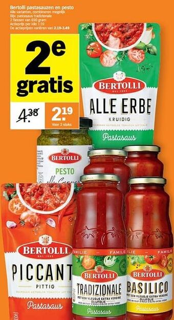 Albert Heijn Bertolli pastasaus tradizionale aanbieding