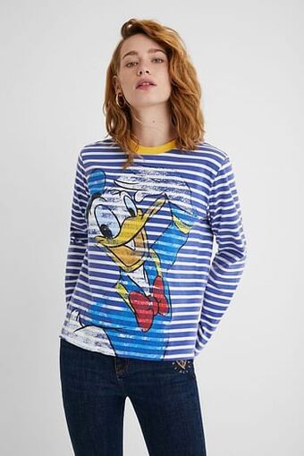 Desigual Gestreept T-shirt Donald Duck - BLUE - S aanbieding
