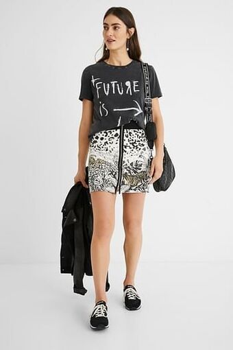 T-shirt met korte mouwen en teksten - BLACK - XL