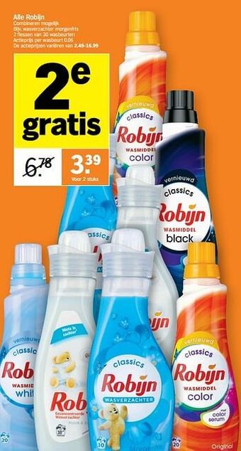 Albert Heijn Robijn wasverzachter morgenfris aanbieding
