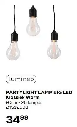 Partylight lamp big led klassiek warm