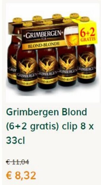 Prik en Tik Grimbergen Blond (6+2 gratis) clip 8 x 33cl aanbieding