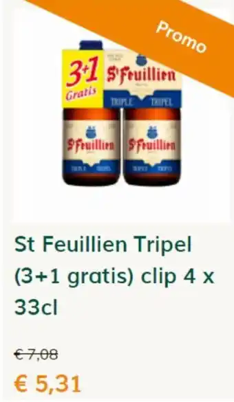 Prik en Tik St Feuillien Tripel (3+1 gratis) clip 4x33cl aanbieding