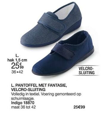 Damart Pantoffel met fantasie velcro-sluiting aanbieding