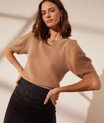 Trui in tricot met ballonmouwen - S - CAMEL - Etam