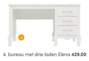 Baby & Tiener Bureau met drie laden elena aanbieding