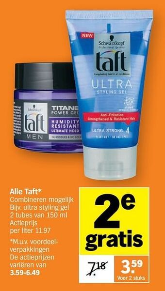 Albert Heijn Taft ultra styling gel aanbieding
