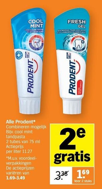 Albert Heijn Prodent cool mint tandpasta aanbieding