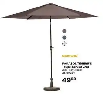 Parasol tenerife taupe, ecru of grijs