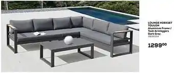 Supra Bazar Lounge hoekset toulon aluminium frame - teak armleggers dark grey aanbieding