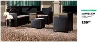 Loungeset etna rattan - antraciet