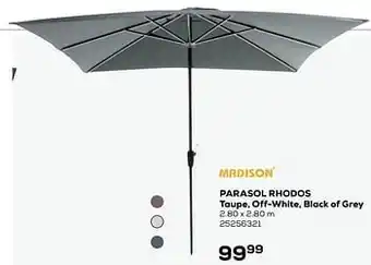 Parasol rhodos taupe, off-white, black of grey