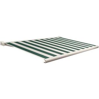 Brico Domasol zonnetent elektrisch met afstandsbediening ’Factor 20-C’ groen/witte strepen 550 x 250 cm aanbieding