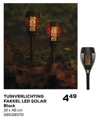 Tuinverlichting fakkel led solar black