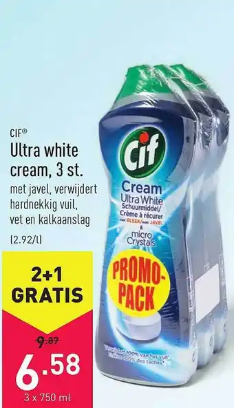 ALDI Cif Ultra White Cream 3 St. 750ml aanbieding