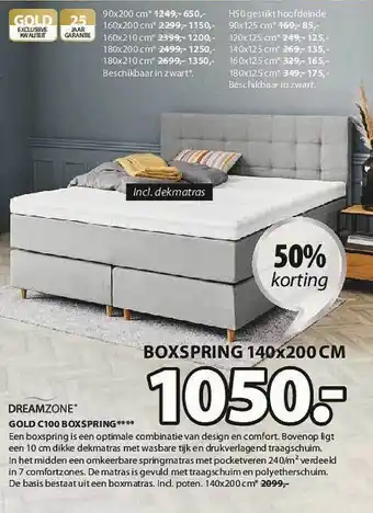 Dreamzone Gold C100 Boxspring 140x200 cm