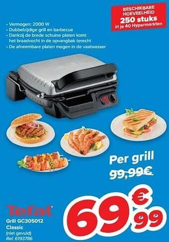 Carrefour Tefal grill gc305012 classic aanbieding