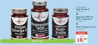 Holland & Barrett Vegan omega-3 + magnesium 400 met b6 en l-tryptofaan + multi+ compleet vrouw aanbieding