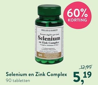 Holland & Barrett Selenium en zink complex aanbieding