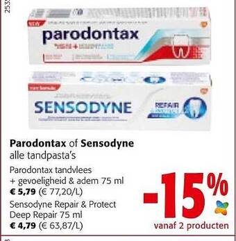Colruyt Parodontax Of Sensodyne Tandpasta aanbieding