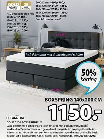 Jysk Gold c100 boxspring aanbieding