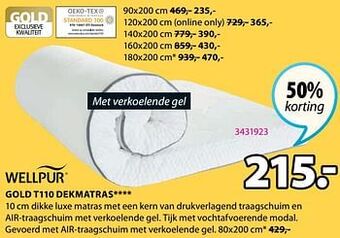 Jysk Gold t110 dekmatras aanbieding