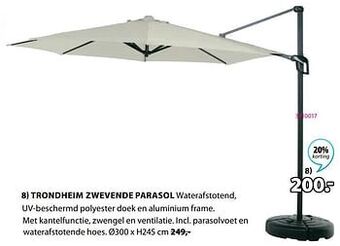 Jysk Trondheim zwevende parasol aanbieding