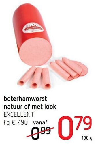 Spar Colruyt Boterhamworst natuur of met look excellent aanbieding