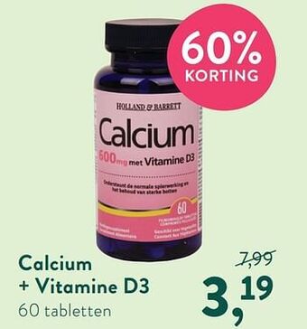 Holland & Barrett Calcium + vitamine d3 aanbieding