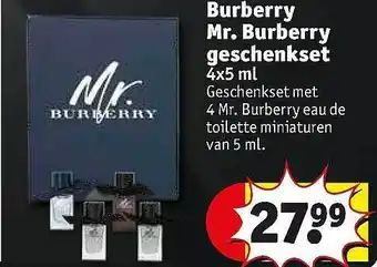 Kruidvat Burberry Mr. Burberry Geschenkset 5ml aanbieding