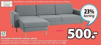 Jysk Svalbard zitbank met chaise longue aanbieding