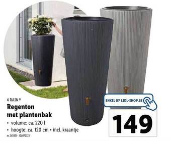 Lidl 4 Rain Regenton Met Plantenbak aanbieding