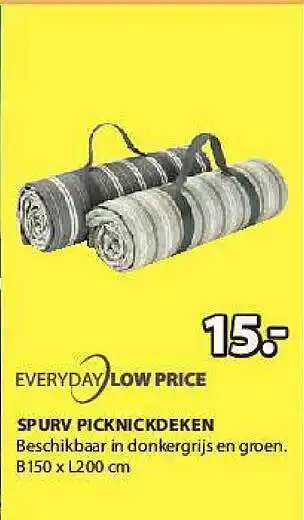 Jysk Everyday Low Price Spurv Picknickdeken 150x200 cm aanbieding
