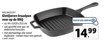 Lidl Grillmeister Gietijzeren Braadpan Voor Op De Bbq aanbieding