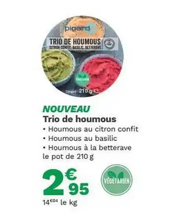 Nouveau Trio De Houmous 210g