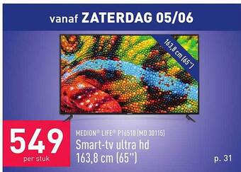 ALDI Medion Life P16510 Md 30115 Smart-tv Ultra Hd 163,8 Cm 65 aanbieding