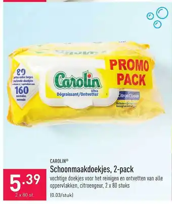 ALDI Carolin Schoonmaakdoekjes 2 Pack aanbieding
