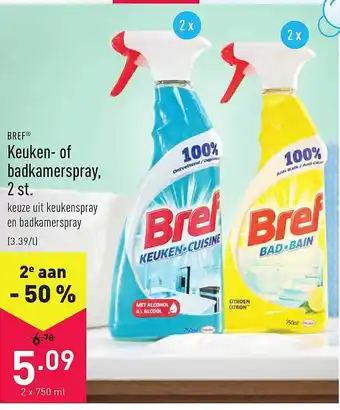 ALDI Bref Keuken- Of Badkamerspray 2 St aanbieding