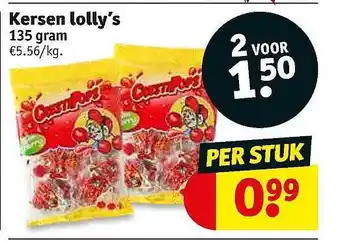 Kruidvat Kersen Lolly's 135 Gram aanbieding