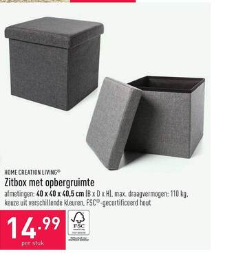 ALDI Home Creation Living Zitbox Met Opbergruimte aanbieding
