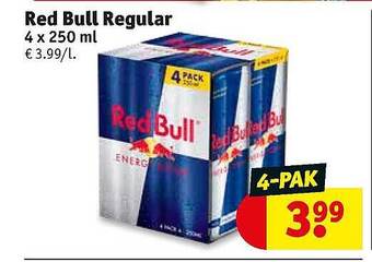 Kruidvat Red Bull Regular 4x250 Ml aanbieding
