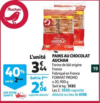 Auchan Pains Au Chocolat Auchan aanbieding