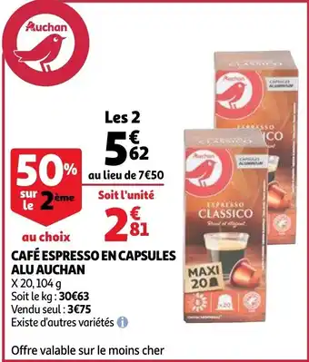 Auchan Cafe Espresso En Capsules Alu Auchan aanbieding
