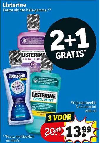 Kruidvat Listerine 2+1 Gratis aanbieding