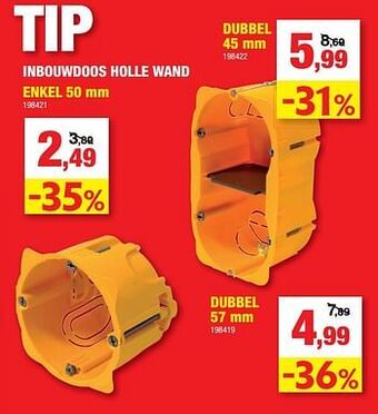Hubo Inbouwdoos holle wand aanbieding